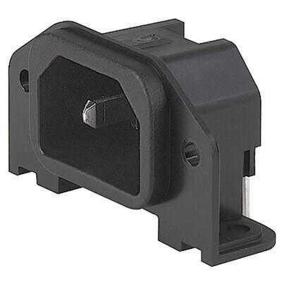 Schurter C14, C18 Panel Mount, Screw Mount IEC Connector Male, 10A, 250 V ac, Fuse Size 30.30 x 25.50mm