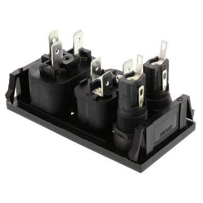Bulgin C13, C14 Snap-In IEC Connector Socket, Plug, 10A, 250 V, Fuse Size 5 x 20mm