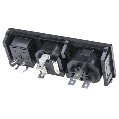 Bulgin C13, C14 Snap-In IEC Connector Socket, Plug, 10A, 250 V, Fuse Size 5 x 20mm