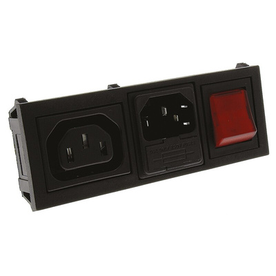 Bulgin C13, C14 Snap-In IEC Connector Socket, Plug, 10A, 250 V, Fuse Size 5 x 20mm