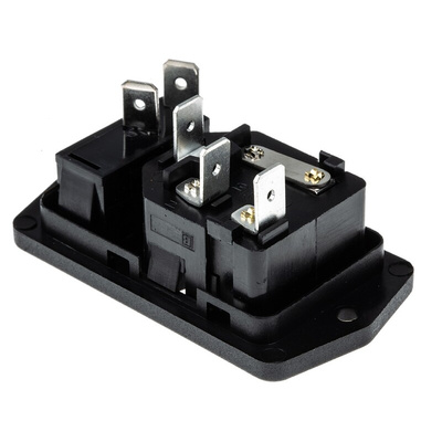 Bulgin C14 Panel Mount IEC Connector Male, 10A, 250 V, Fuse Size 5 x 20mm