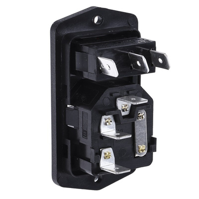 Bulgin C14 Panel Mount IEC Connector Male, 10A, 250 V, Fuse Size 5 x 20mm