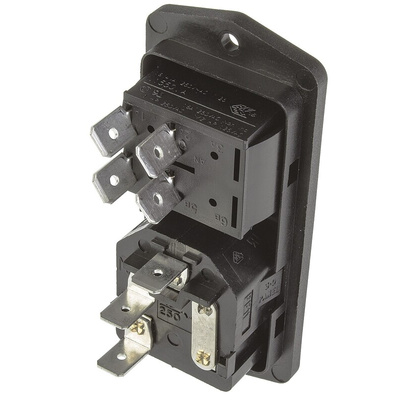 Bulgin C14 Panel Mount IEC Connector Male, 10A, 250 V, Fuse Size 5 x 20mm