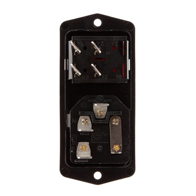 Bulgin C14 Panel Mount IEC Connector Male, 10A, 250 V, Fuse Size 5 x 20mm