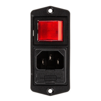 Bulgin C14 Panel Mount IEC Connector Male, 10A, 250 V, Fuse Size 5 x 20mm