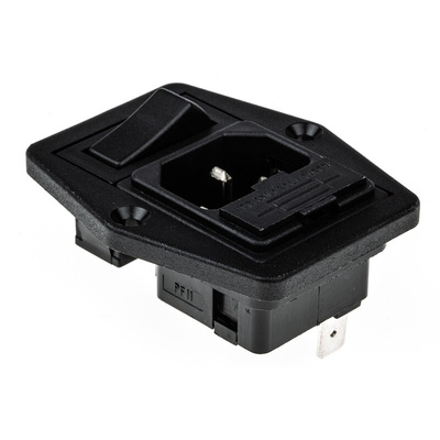 Bulgin C14 Panel Mount IEC Connector Male, 10A, 250 V, Fuse Size 5 x 20mm
