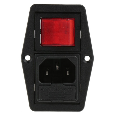 Bulgin C14 Panel Mount IEC Connector Male, 10A, 250 V, Fuse Size 5 x 20mm