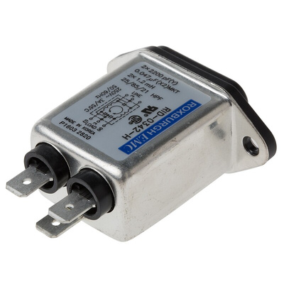 RS PRO 3A, 250 V ac Male Panel Mount IEC Filter , Faston None Fuse