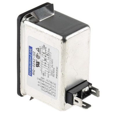 RS PRO 2A, 250 V ac Male Snap-In IEC Filter 2 Pole, Faston 1 Fuse