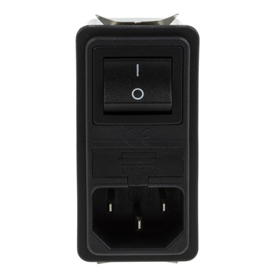 RS PRO 6A, 250 V ac Male Snap-In IEC Filter 2 Pole, Faston 1 Fuse