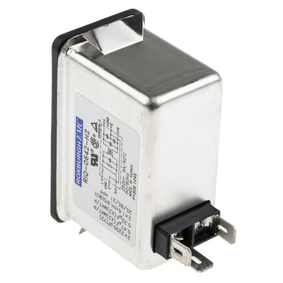 RS PRO 6A, 250 V ac Male Snap-In IEC Filter 2 Pole, Faston 1 Fuse