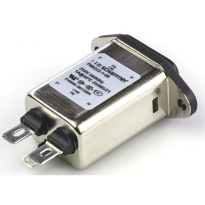 Schaffner 1A, 250 V ac Male Panel Mount IEC Filter FN9222-1-06, Faston None Fuse