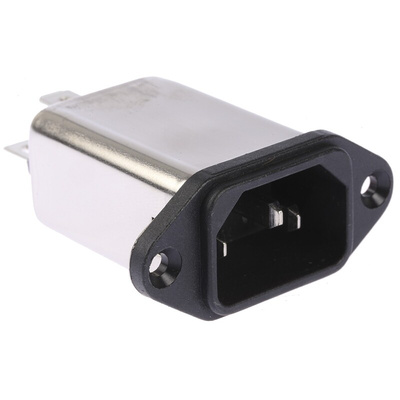 Schaffner 10A, 250 V ac Male Panel Mount IEC Filter FN9222-10-06, Faston None Fuse