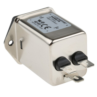 Schaffner 2A, 250 V ac Male Panel Mount IEC Inlet Filter FN9260B-2-06, Faston 2 Fuse