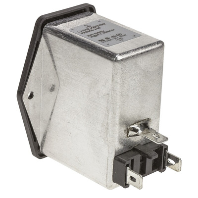 Schaffner 2A, 250 V ac Male Panel Mount IEC Inlet Filter FN284B-2-06, Faston 2 Fuse