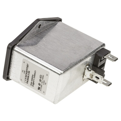 Schaffner 2A, 250 V ac Male Panel Mount IEC Inlet Filter FN284B-2-06, Faston 2 Fuse