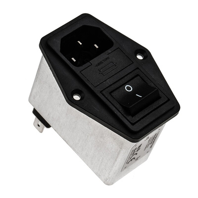 Schaffner 6A, 250 V ac Male Panel Mount IEC Inlet Filter 2 Pole FN284B-6-06, Faston 2 Fuse
