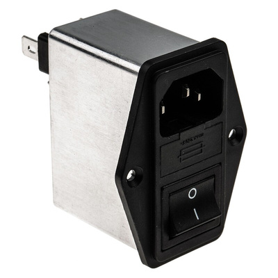 Schaffner 6A, 250 V ac Male Panel Mount IEC Inlet Filter 2 Pole FN284B-6-06, Faston 2 Fuse