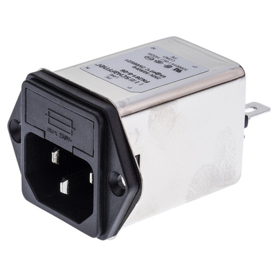 Schaffner 6A, 250 V ac Male Panel Mount IEC Filter FN261-6-06, Faston 1 Fuse