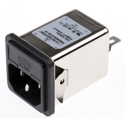 Schaffner 6A, 250 V ac Male Snap-In IEC Filter FN9260S-6-06-10, Faston