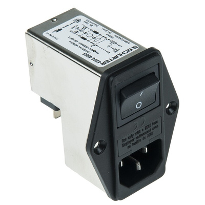Schurter 4A, 250 V ac Male Panel Mount Filtered IEC Connector 4304.4003