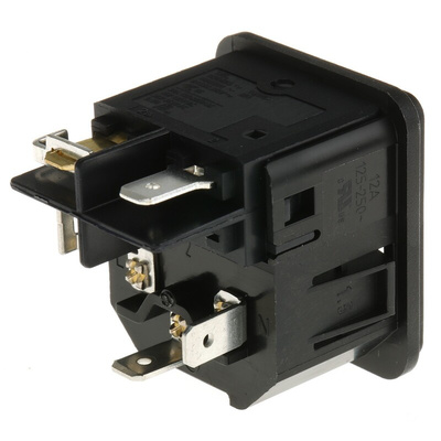Schurter C14 Snap-In IEC Connector Male, 12A, 250 V