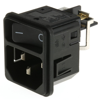 Schurter C14 Snap-In IEC Connector Male, 12A, 250 V