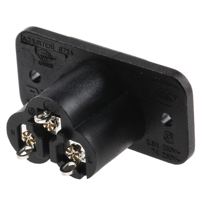 Schurter C6 Panel Mount IEC Connector Male, 2.5A, 250 V