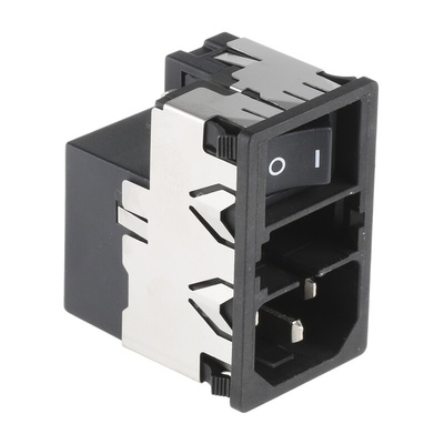 Schurter 4A, 250 V ac Male Snap-In Filtered IEC Connector 2 Pole KMF1.1141.11 2 Fuse