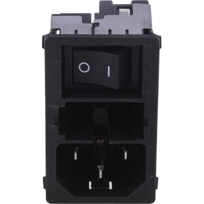 Schurter 6A, 250 V ac Male Snap-In Filtered IEC Connector 2 Pole KMF1.1161.11, Solder 2 Fuse