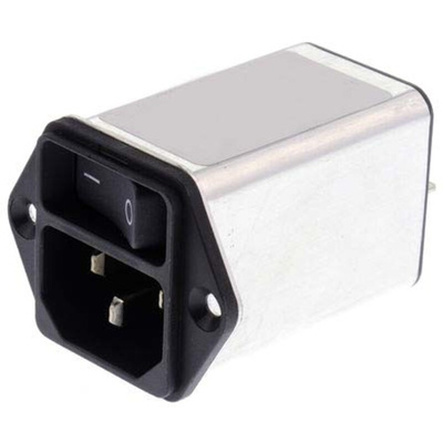 Schurter 2A, 250 V ac Male Panel Mount Filtered IEC Connector DC12.2102.001