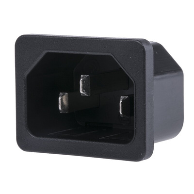 Schurter C14 Snap-In IEC Connector Male, 15A, 250 V