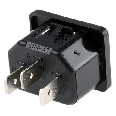 Schurter C14 Snap-In IEC Connector Male, 10A, 250 V