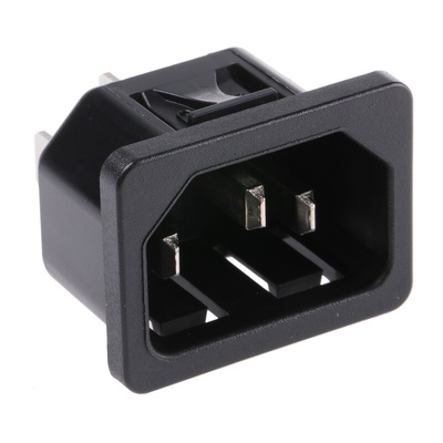 Schurter C14 Snap-In IEC Connector Male, 10A, 250 V