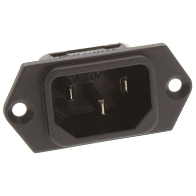 Schurter C14 Panel Mount IEC Connector Male, 10A, 250 V