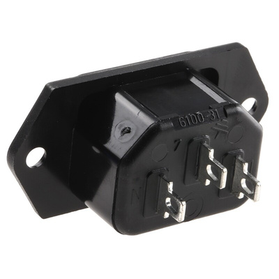 Schurter C14 Panel Mount IEC Connector Male, 15A, 250 V