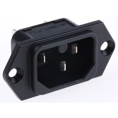 Schurter C16 Panel Mount IEC Connector Male, 15A, 250 V