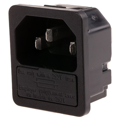 Schurter C14 Snap-In IEC Connector Male, 10A, 250 V