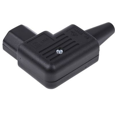 Schurter C13 Right Angle Cable Mount IEC Connector Socket, 15A, 250 V