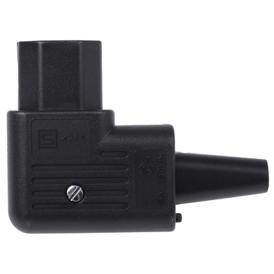 Schurter C13 Right Angle Cable Mount IEC Connector Socket, 15A, 250 V