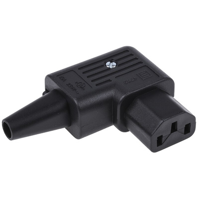 Schurter C13 Right Angle Cable Mount IEC Connector Socket, 15A, 250 V