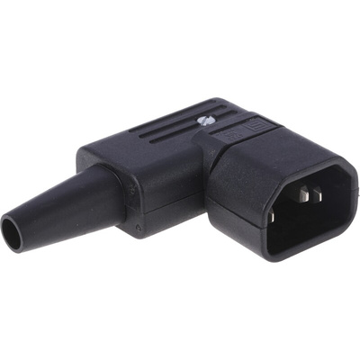 Schurter C14 Right Angle Cable Mount IEC Connector Male, 10A, 250 V