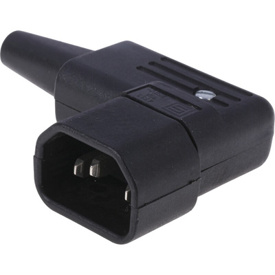 Schurter C14 Right Angle Cable Mount IEC Connector Male, 10A, 250 V