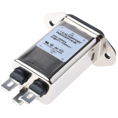 Schaffner 6A, 250 V ac Male Panel Mount IEC Filter FN9233UF2-6-06, Faston None Fuse
