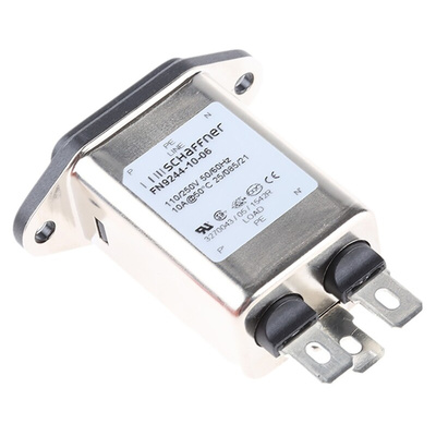 Schaffner 10A, 250 V ac Male Panel Mount IEC Filter FN9244-10-06, Faston None Fuse