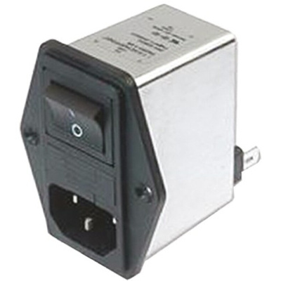 Schaffner 1.2A, 250 V ac Male Flange Mount IEC Inlet Filter 2 Pole FN283-1-06, Faston 1 Fuse