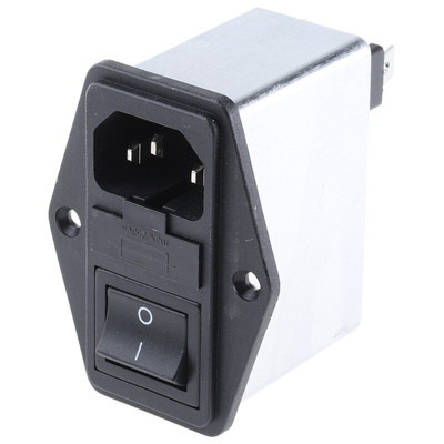 Schaffner 2.4A, 250 V ac Male Flange Mount IEC Inlet Filter 2 Pole FN283-2-06, Faston 1 Fuse