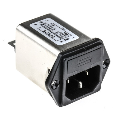 EPCOS 4A, 250 V ac/dc Panel Mount IEC Inlet Filter B84773A0004A000, Tab