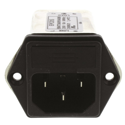 EPCOS 10A, 250 V ac/dc Panel Mount IEC Inlet Filter B84773A0010A000, Tab