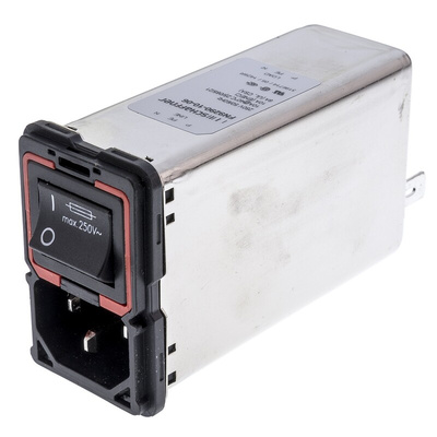 Schaffner 10A, 250 V ac Male Panel Mount IEC Filter 2 Pole FN9290-10-06, Faston 2 Fuse